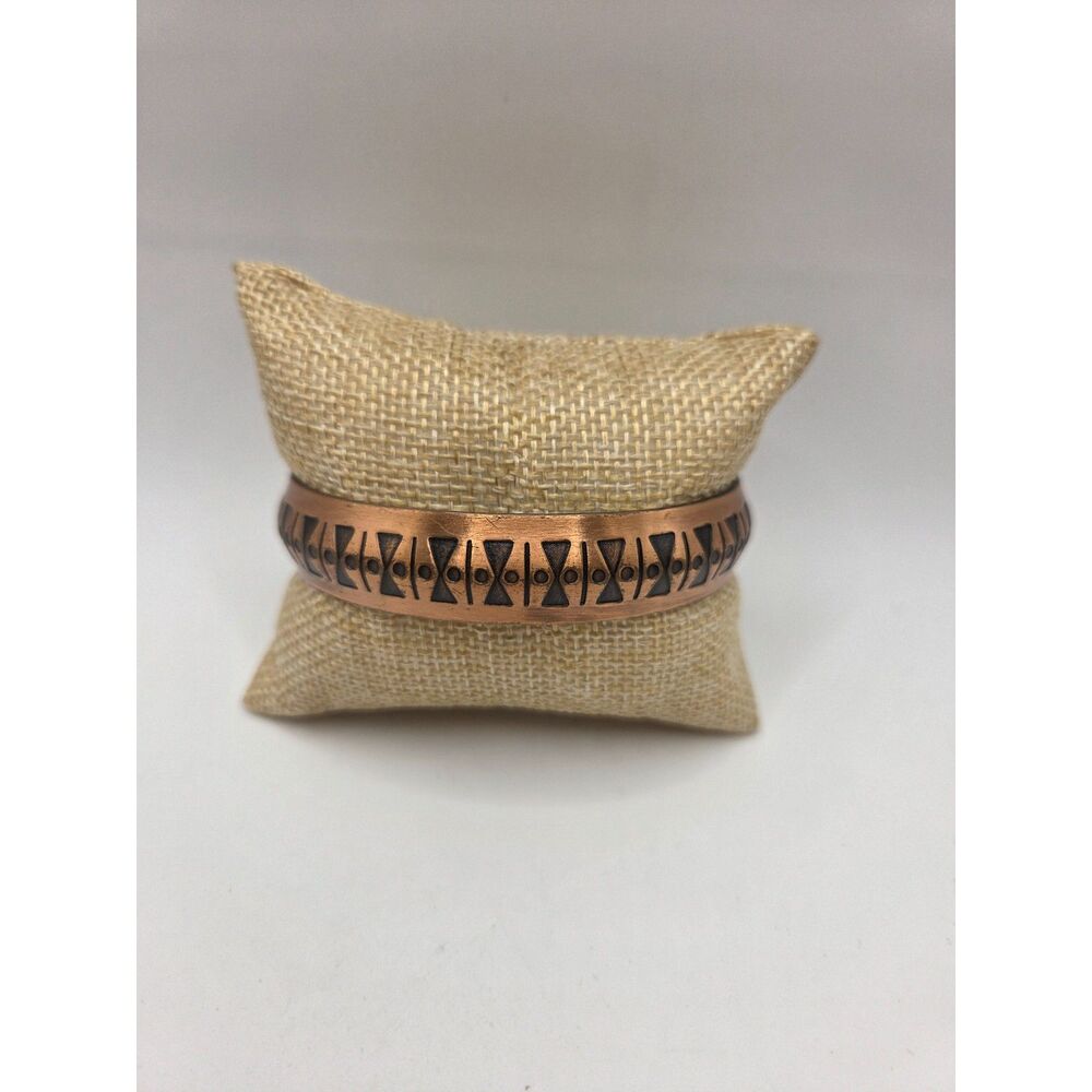 835.  Vintage Copper Cuff Bracelet with Inlaid Pattern